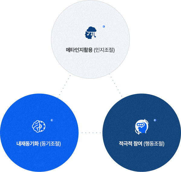 메타인지활용(인지조절) 내재동기화(동기조절) 적극적 참여(행동조절)